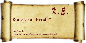 Kesztler Ernő névjegykártya